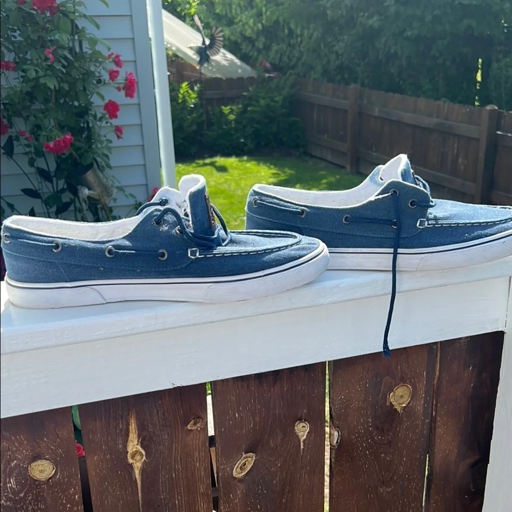 St. John's Bay Denim and White Boat Shoes #4